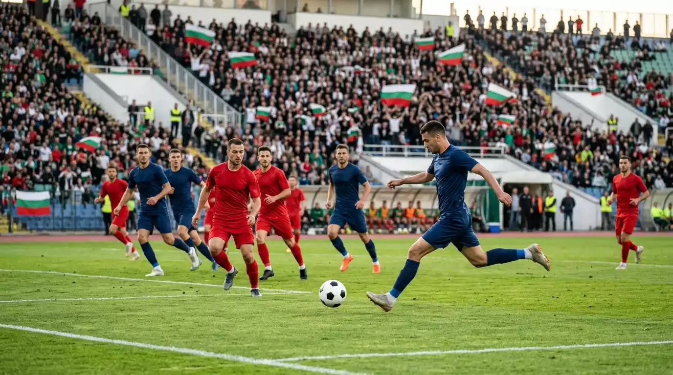 Първа професионална футболна лига в България — мач на стадион