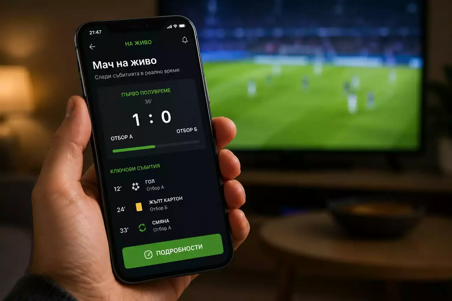 Cash Out функция при футболен мач на живо