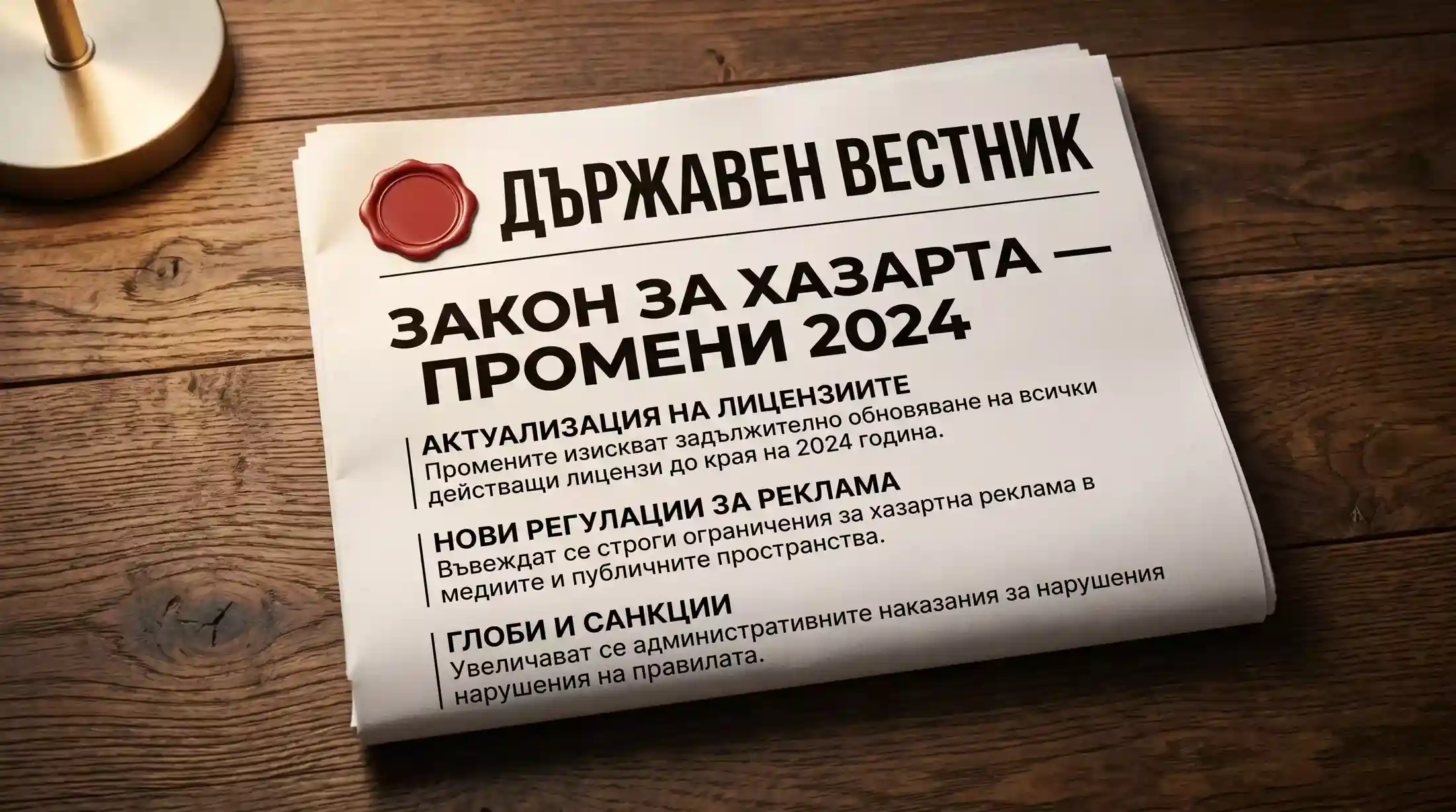 Печат на Закона за хазарта и Държавен вестник — промени за индустрията през 2024